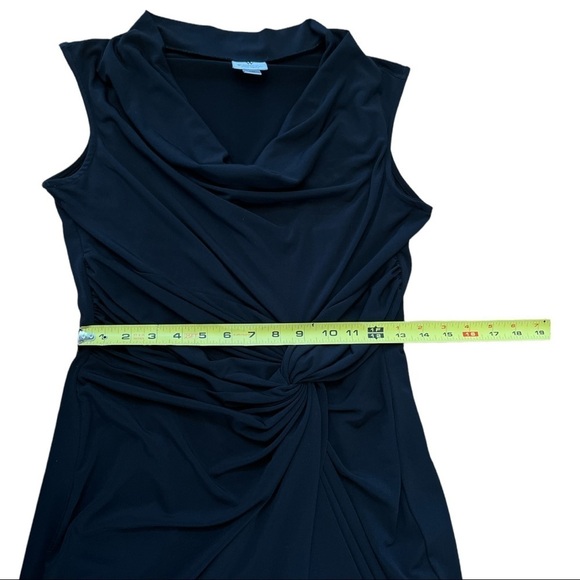 WORTHINGTON PETITE STRETCH DRAPED WRAP BODYCON BLACK DRESS SIZE‎ PM - Picture 9 of 12